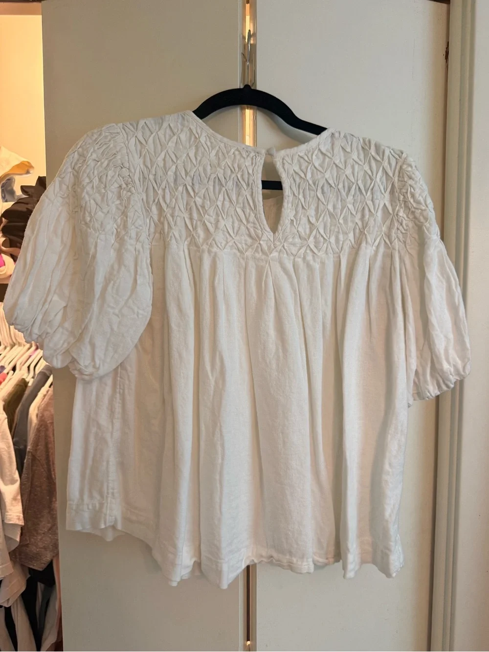 Anthropologie The Liza Smocked linen top, Large
